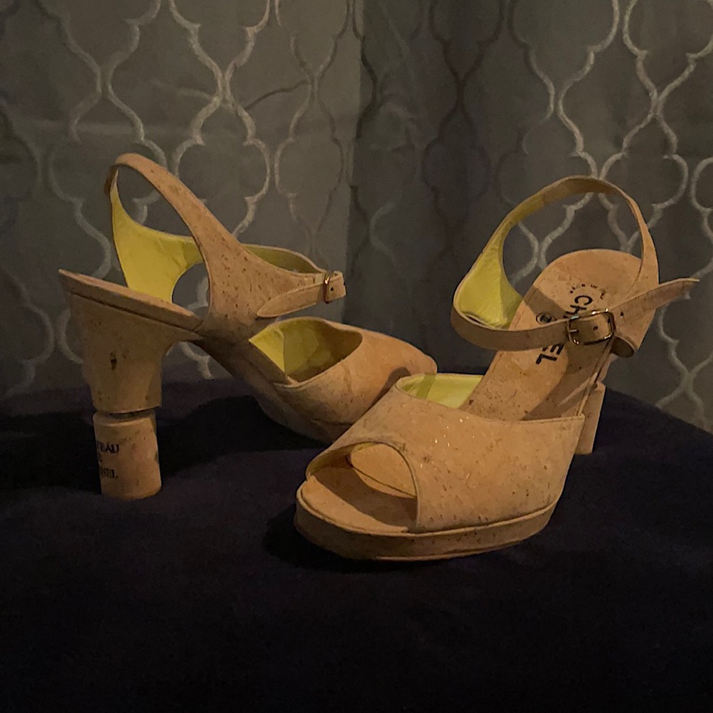 Chanel Chateau Collection Wine Cork Peep Toe Heels